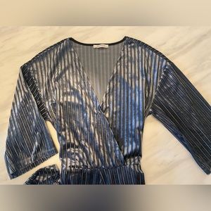 Zara Panne Velvet Striped Jumpsuit Size Small